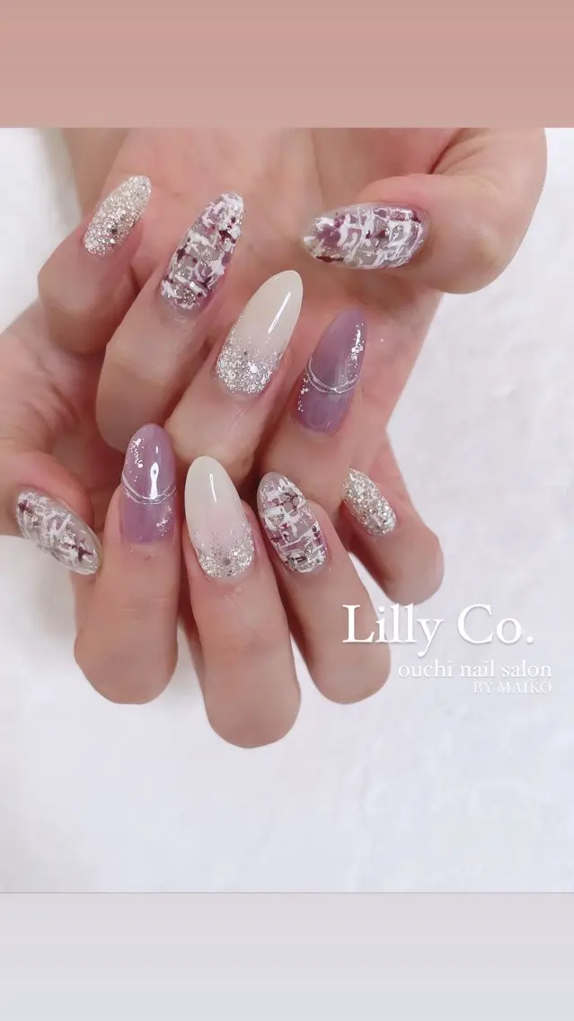 ネイル ツイードネイル ハンドネイル ハンドケア Lilly Co.のネイルデザイン