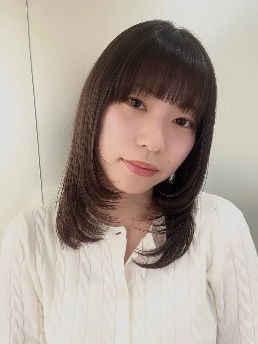 ミディアム カラー 切りっぱなしボブ ボブ レイヤーカット cana 札幌レイヤースタイルのヘアスタイル