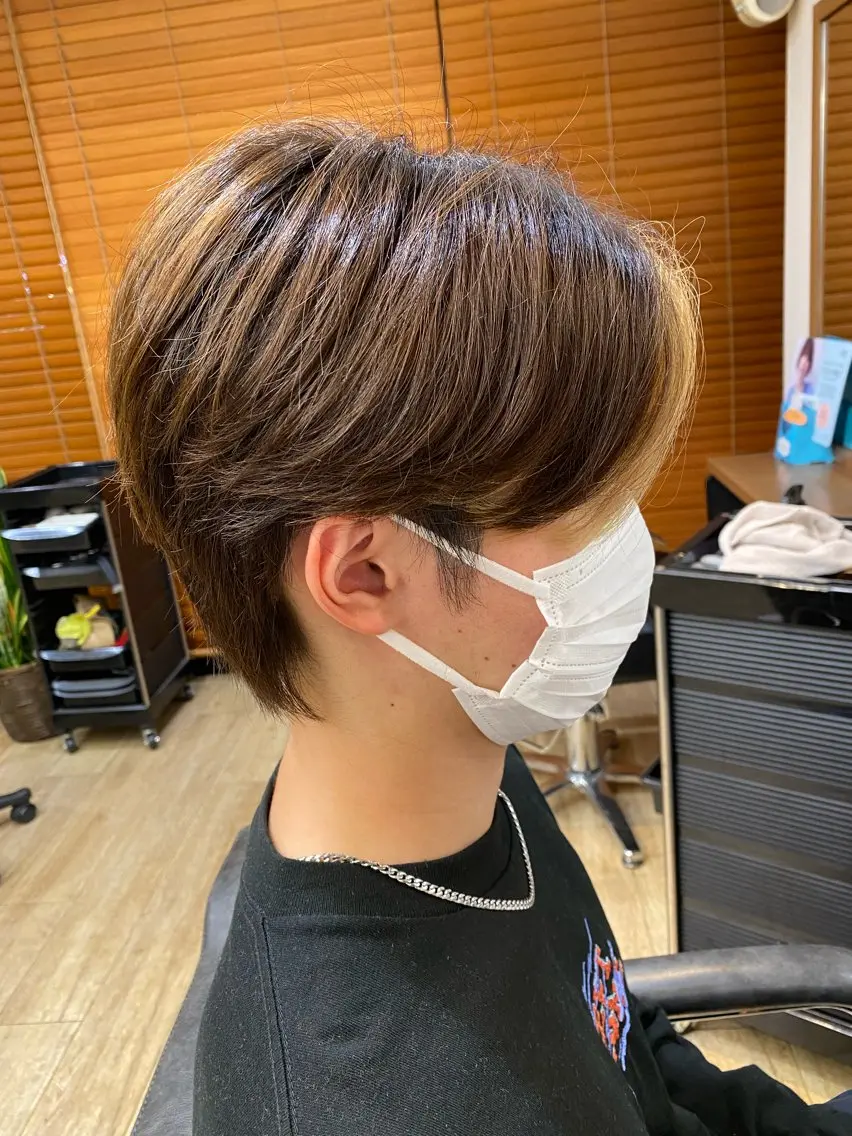 カラー メンズ ミストバング フェイスフレーミング 國分 伸也のヘアスタイル