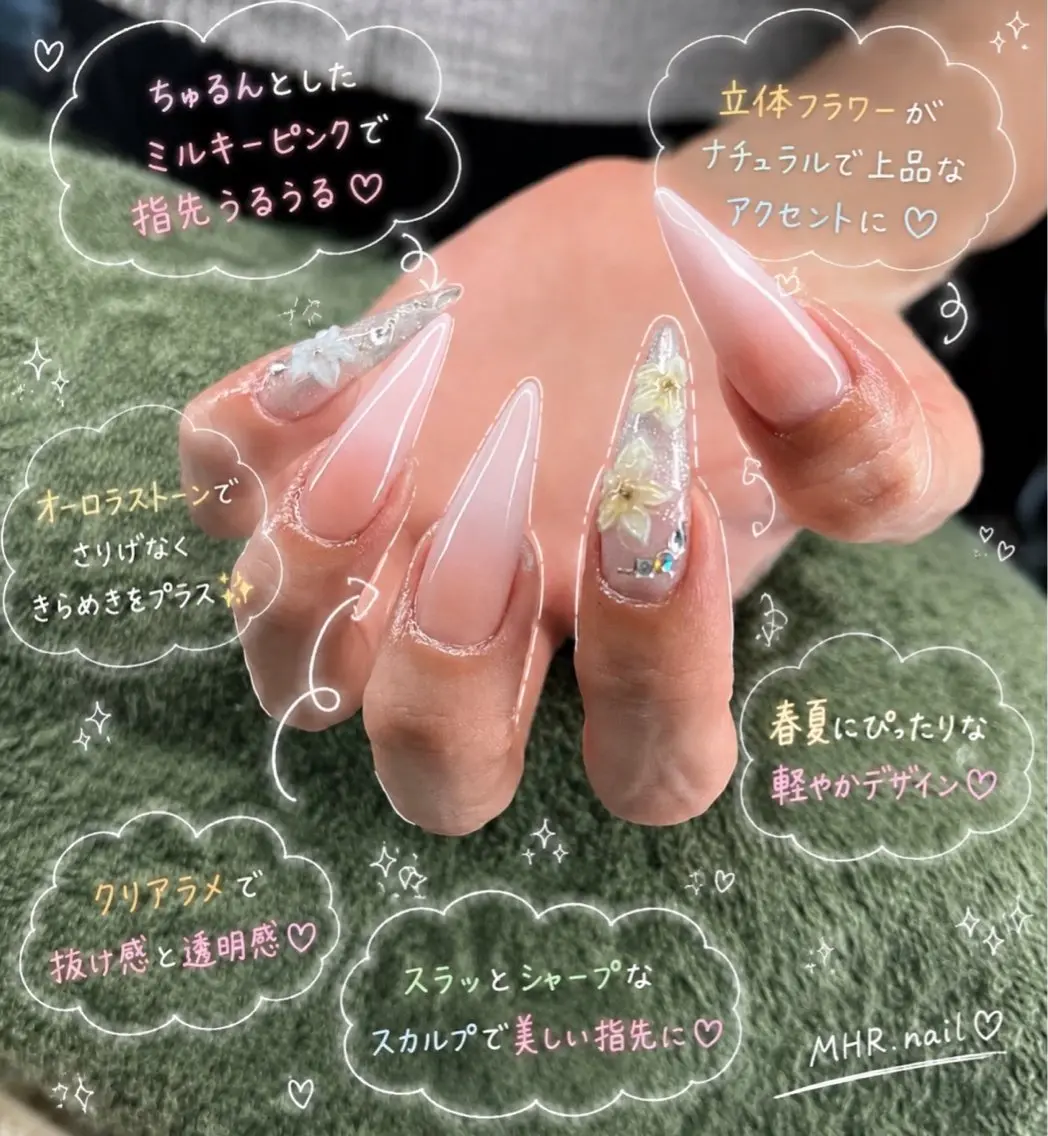 ネイル 長さ出し ハンドネイル フットネイル MHR nailのネイルデザイン