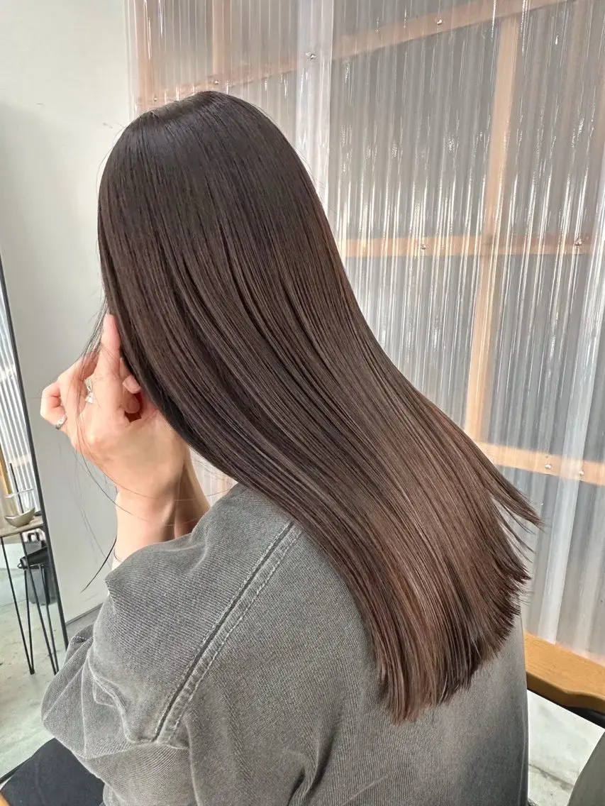 ロング カット ヘアカラー まさとレイヤーカット 透け感カラー/心斎橋のヘアスタイル