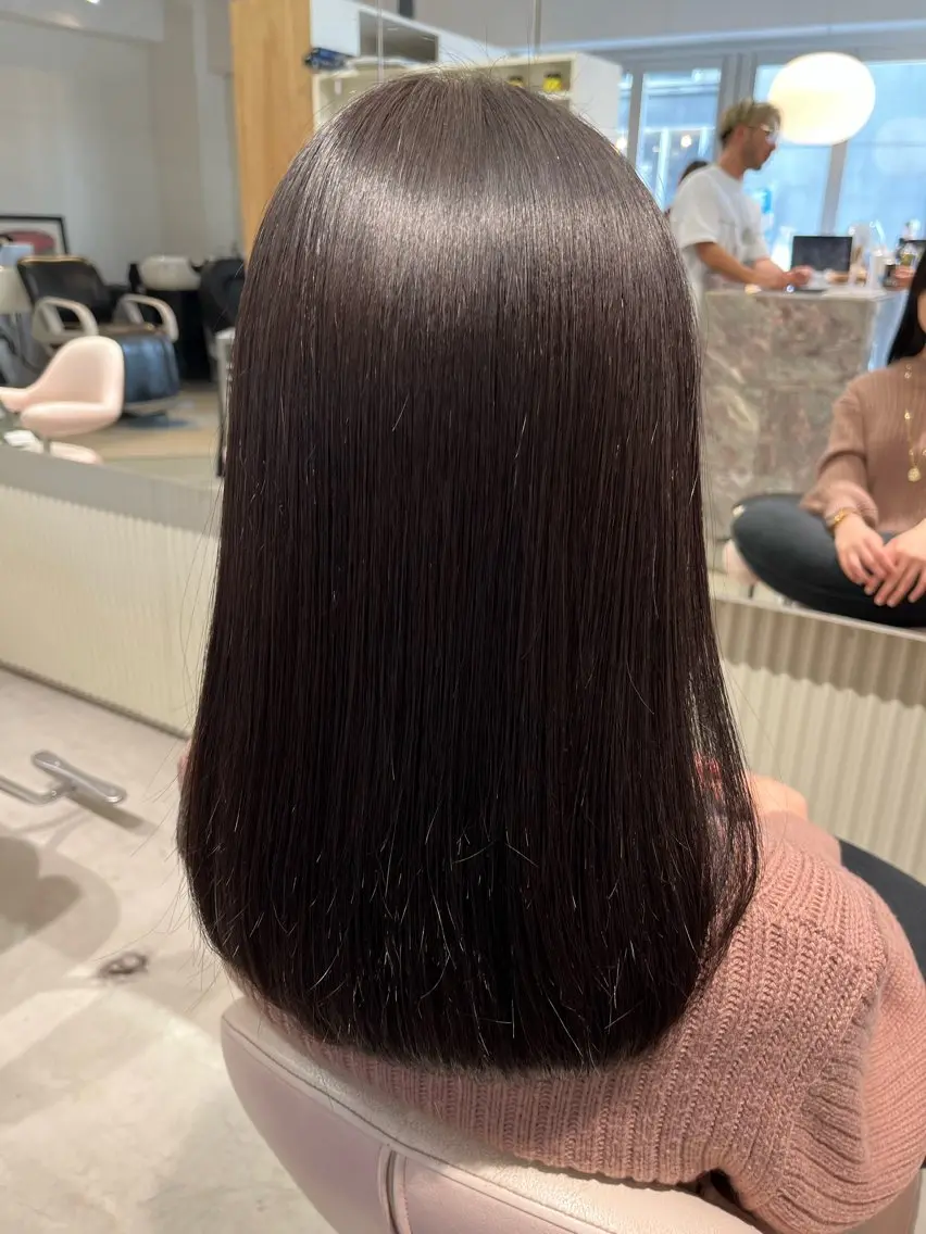 ミディアム カット 縮毛矯正 トリートメント 池田 寿子のヘアスタイル