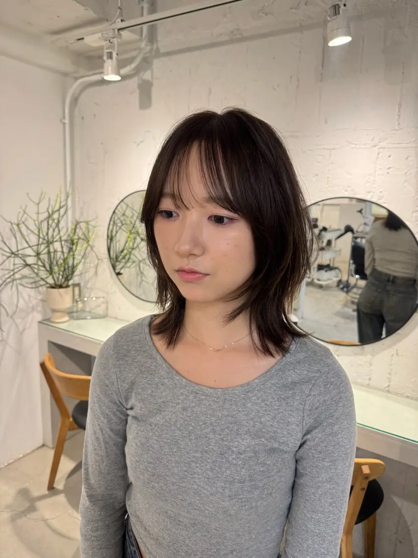 セミロング カット ヘアカラー トリートメント 新宿/顔周りカット +レイヤー=しずく♩のヘアスタイル