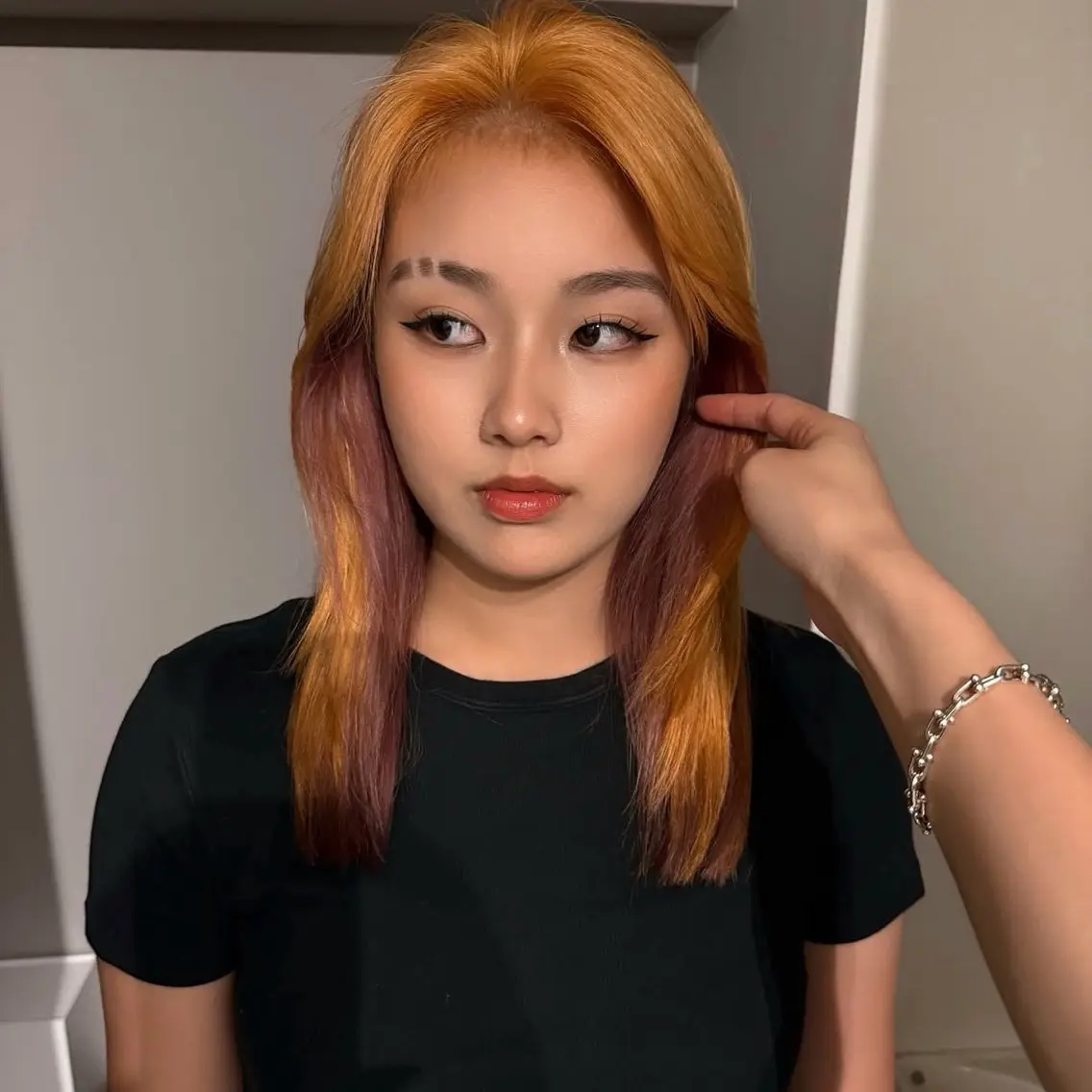 ミディアム カラー ヘアアレンジ カット ヘアカラー トリートメント Mizobe misakiのヘアスタイル