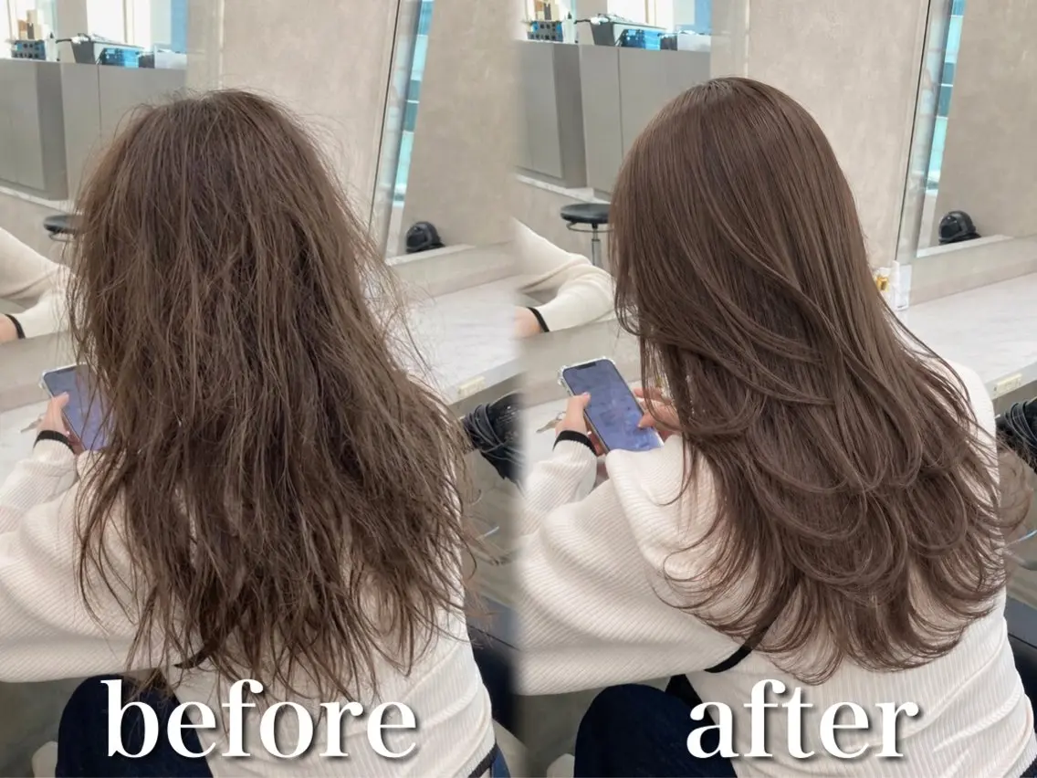 セミロング カラー カット ヘアカラー 縮毛矯正 トリートメント ブリーチ縮毛矯正/ 透明感カラー/飛我のヘアスタイル