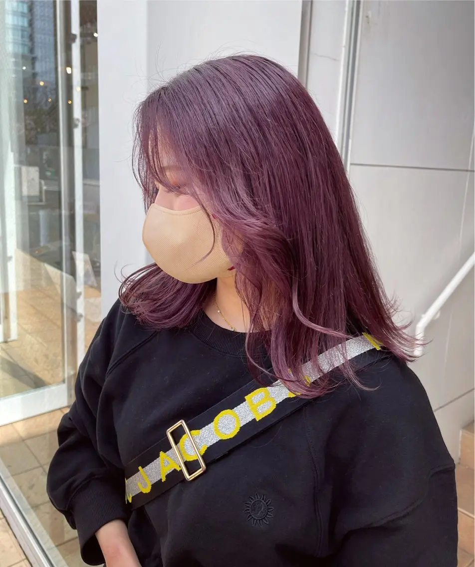 セミロング カラー ラベンダーカラー ピンクカラー ピンクラベンダー ヘアカラー トリートメント 高品質シールエクステ /艶髪/HIROのヘアスタイル