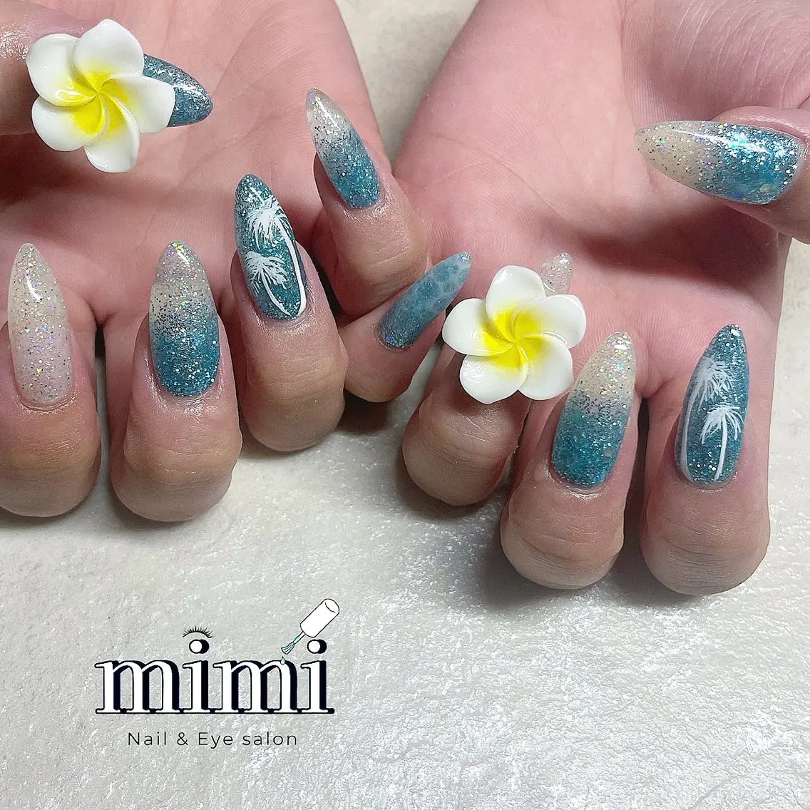 ネイル アートネイル 長さ出し ロングネイル マグネットネイル 夏ネイル Ruru nailのネイルデザイン