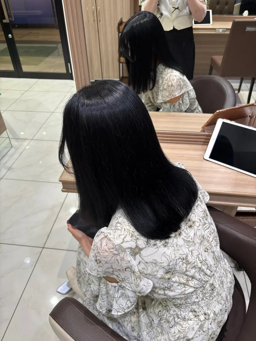 暗染めワンカラー🩵🖤の写真