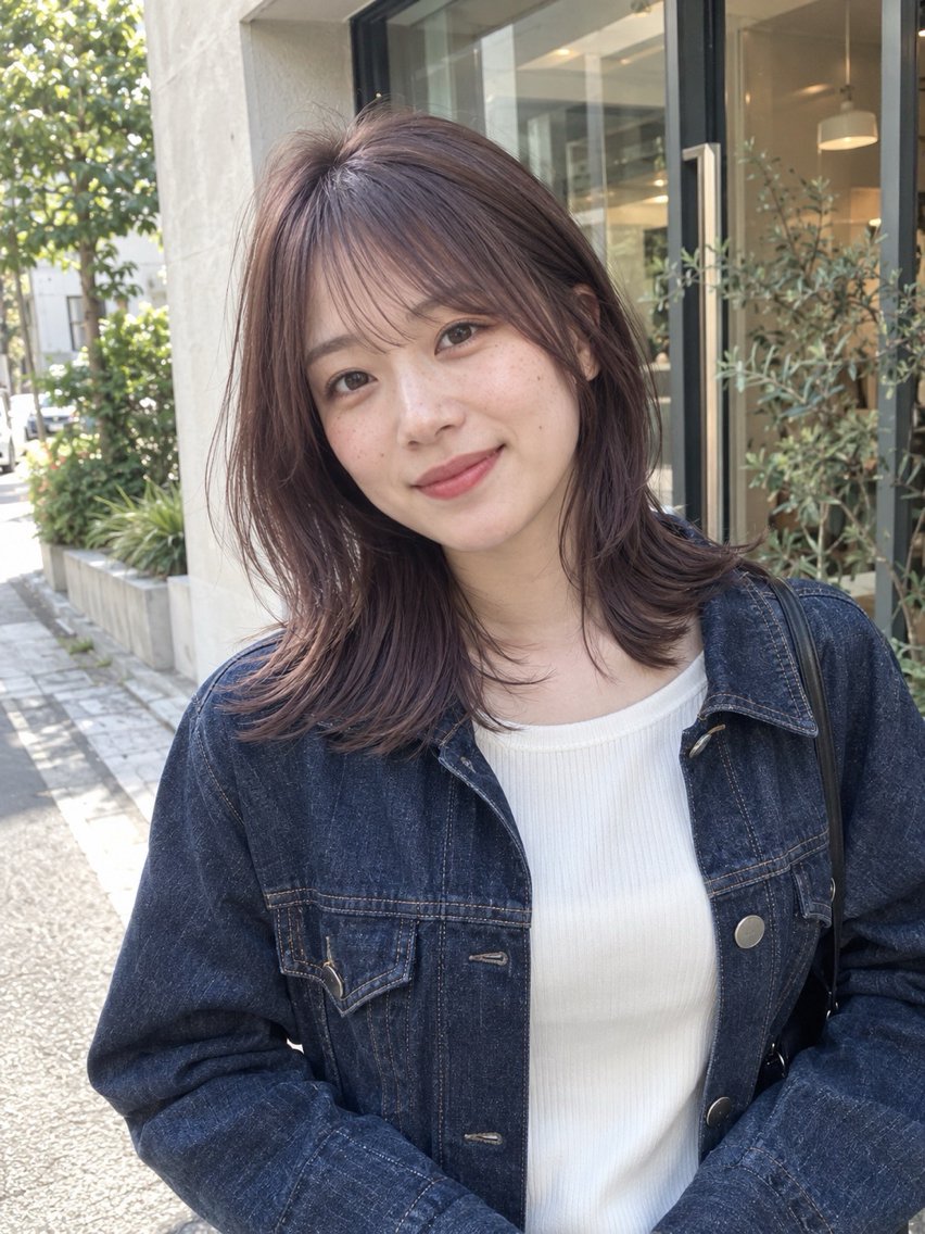 ミディアム カラー ブラウンカラー 透明感カラー ラベンダーカラー ラベンダーブラウン ヘアカラー カラーモデル募集中/ 透明感カラー/るいのヘアスタイル