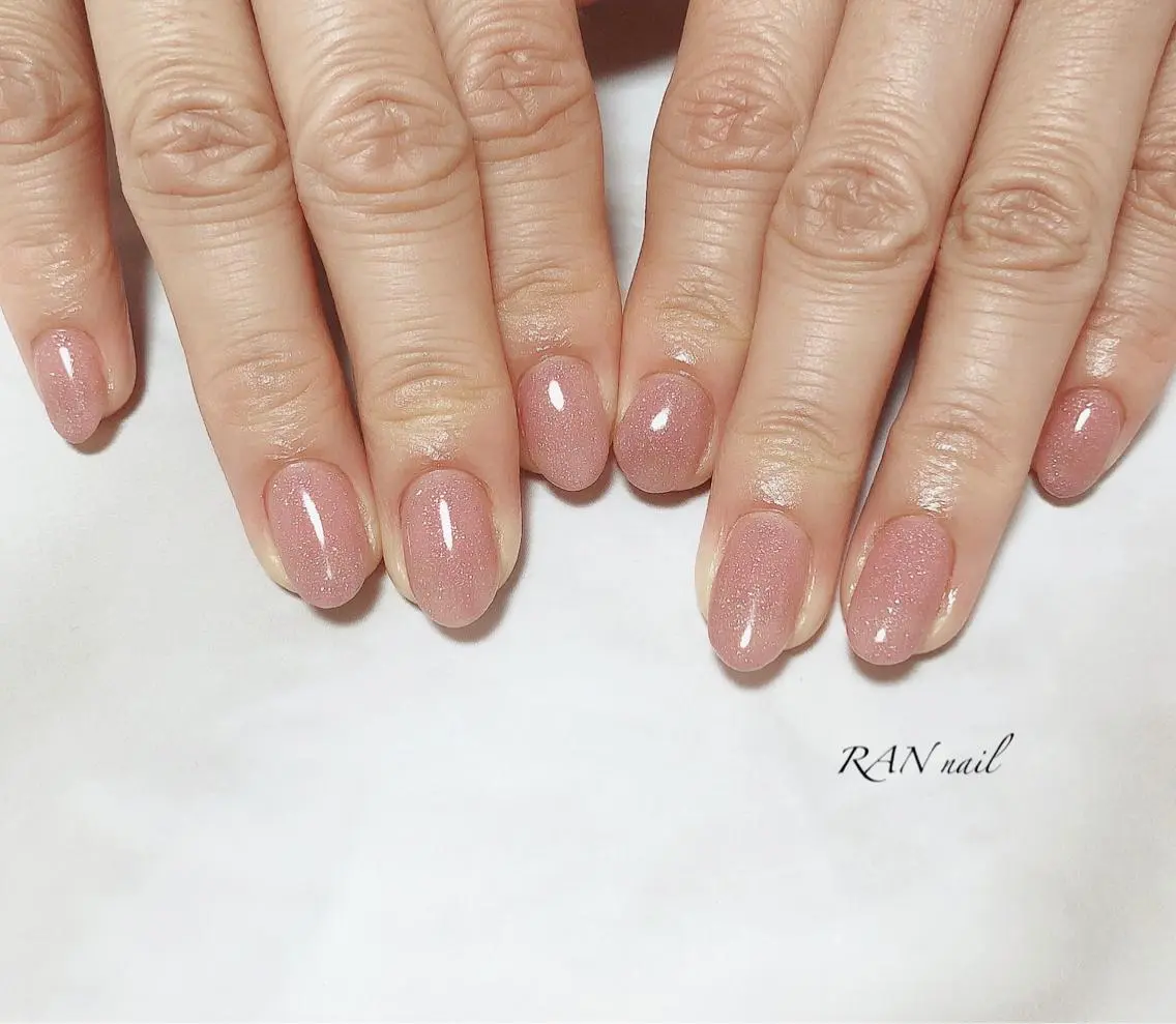 ネイル キラキラネイル ラメ(グリッター) オフィスネイル ワンカラーネイル ピンク ハンドネイル フットネイル RAN nailのネイルデザイン