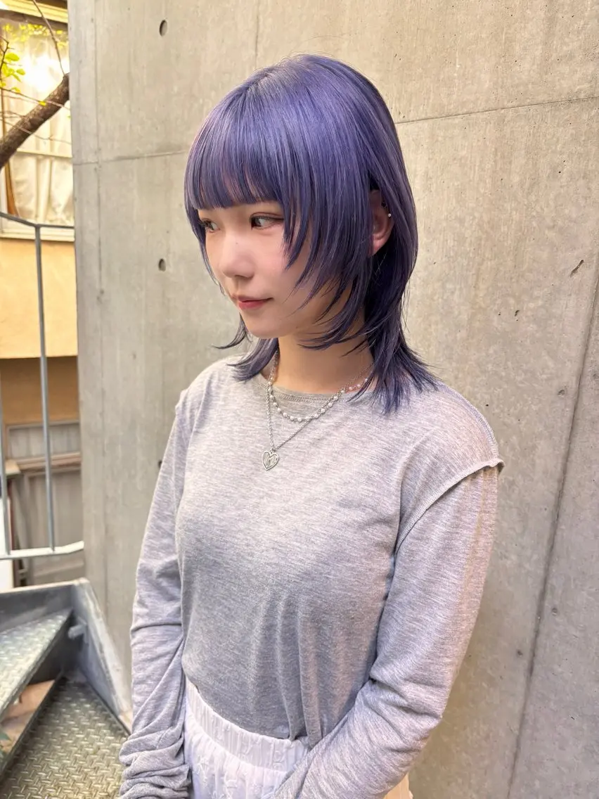 セミロング カラー ブリーチ パープルカラー カット ヘアカラー トリートメント yuuna/ ハッシュカット🎀のヘアスタイル