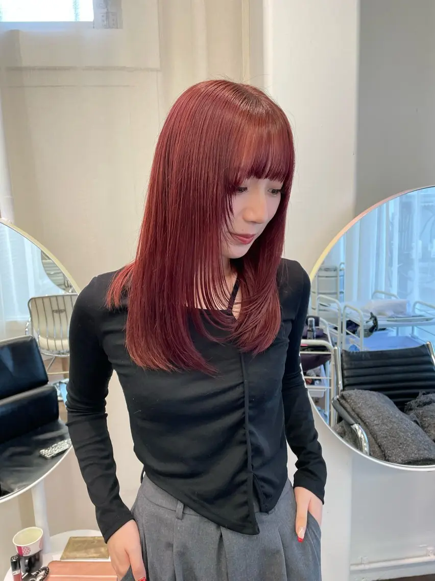 セミロング カラー 顔まわりレイヤー レイヤーカット カット ヘアカラー トリートメント レイヤーカット🎀 kanaのヘアスタイル