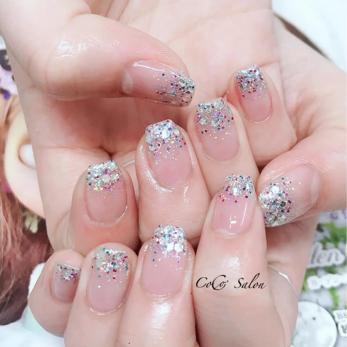 ネイル グラデーション ホログラムネイル キラキラネイル シンプルネイル CoCoSalon ネイル/まつ毛予約のネイルデザイン