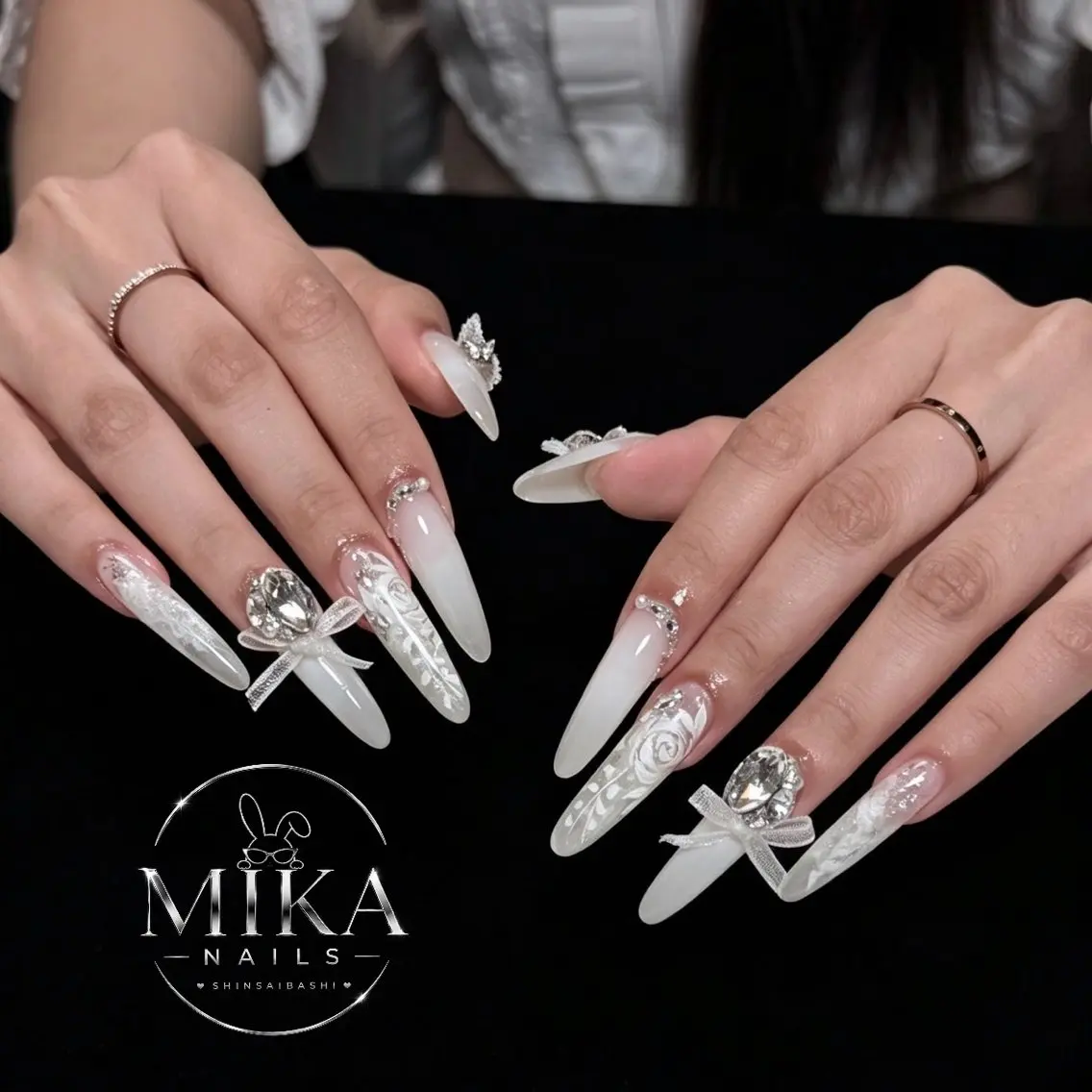 メンズ ネイル メンズ韓国風 キラキラネイル 韓国ネイル ロングネイル 持ち込み ハンドネイル ハンドケア Mika Nails 心斎橋のネイルデザイン