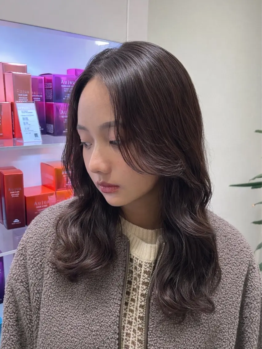 セミロング パーマ カット ヘアカラー パーマ 🤎オリーブカラー× パーマ特化💫森口のヘアスタイル