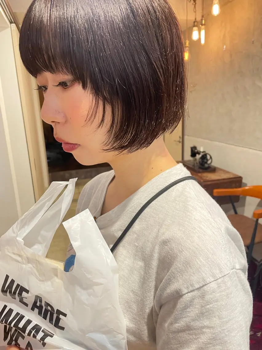 ショート 顔まわりレイヤー レイヤーカット カット ヘアカラー トリートメント ayane⭐️ボブ・ ショート・パーマのヘアスタイル