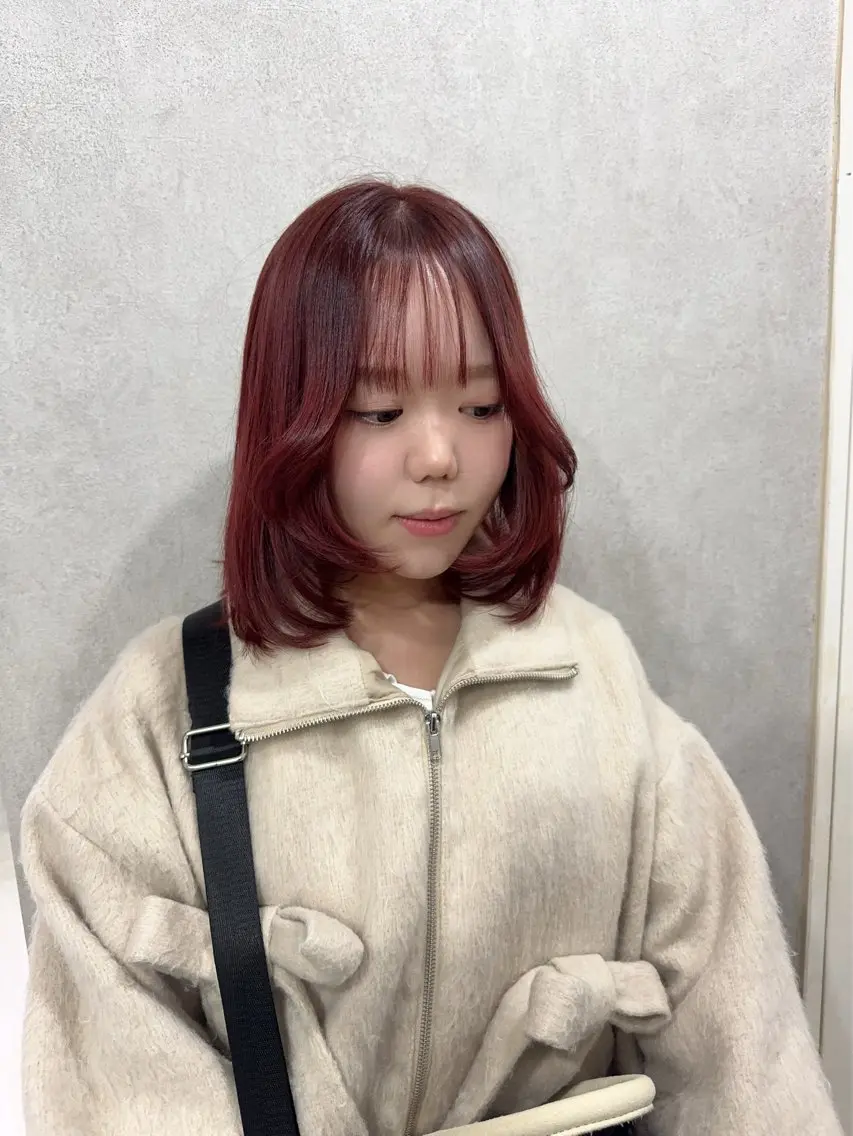 ミディアム カラー レッドカラー カット ヘアカラー トリートメント 赤み無し柔らかカラー 【梅田】madokaのヘアスタイル