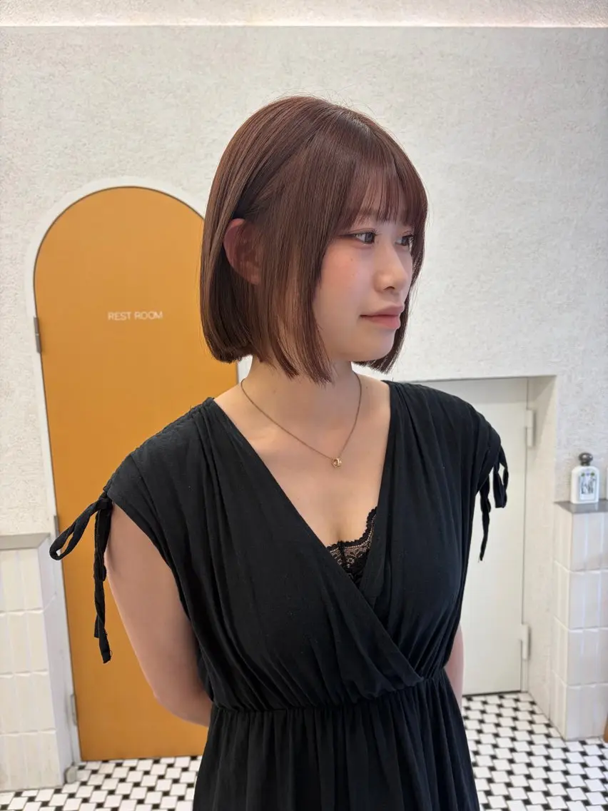 ショート カット ヘアカラー トリートメント まろやかベージュ🤎 艶カラー🔔リンのヘアスタイル