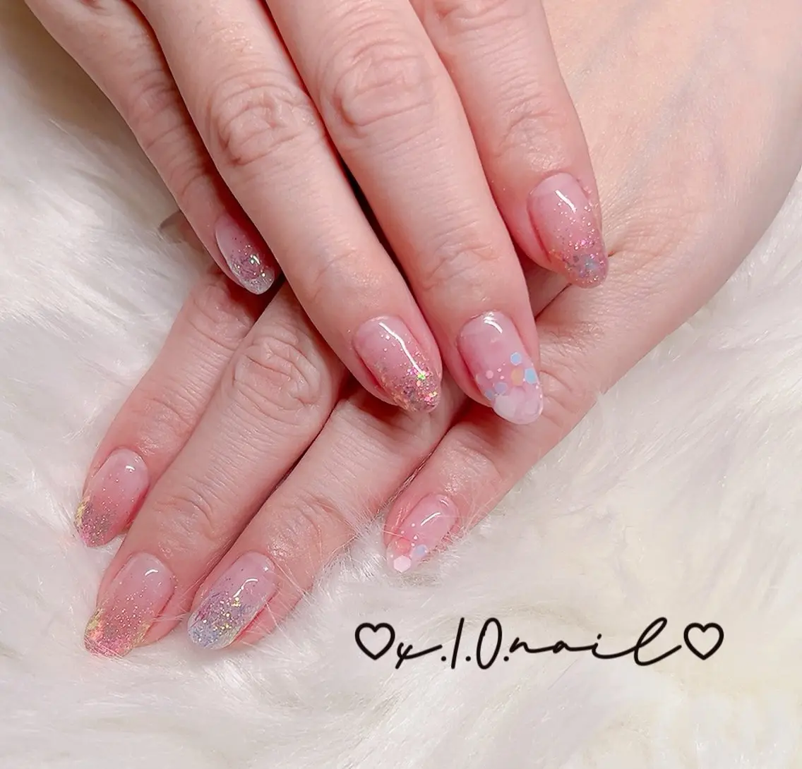 ネイル グラデーション ラメ(グリッター) ラメグラデーション ハンドネイル x.1.0.nail ♡Cのネイルデザイン