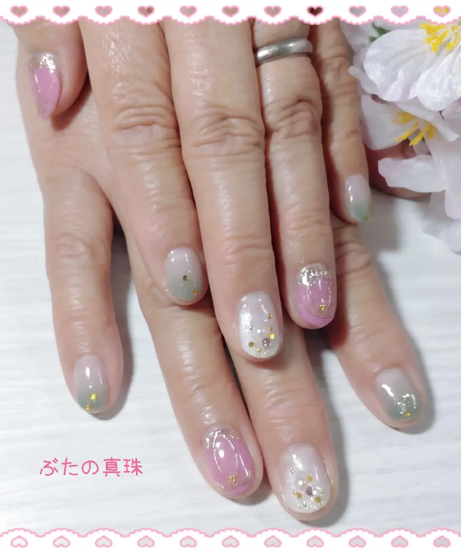 ネイル 春ネイル ハンドネイル 林 珠里のネイルデザイン