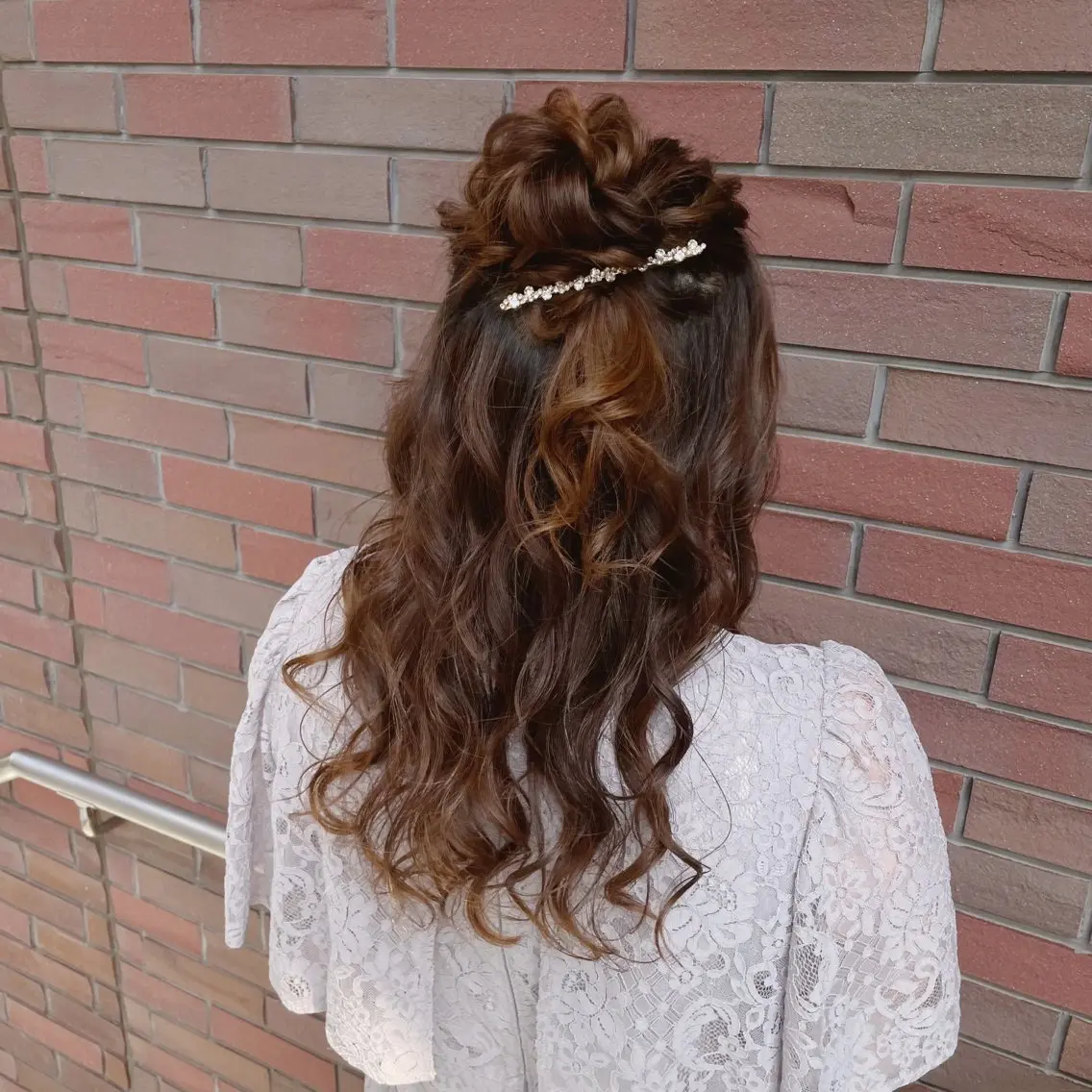 ロング ヘアアレンジ ハーフアップ お団子ヘア 古沢 みづきのヘアスタイル