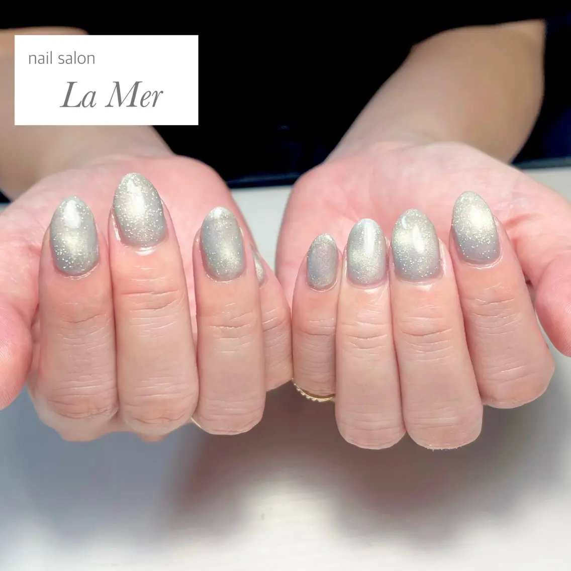 ネイル ブルー ジェルネイル グリーン マグネットネイル ビー玉ネイル ハンドネイル nailsalon La Merのネイルデザイン
