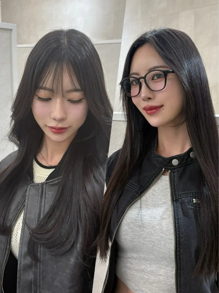 ロング 顔まわりレイヤー 韓国風ヘア レイヤーカット 小顔カット 韓国×髪質改善 蓮池 翼のヘアスタイル
