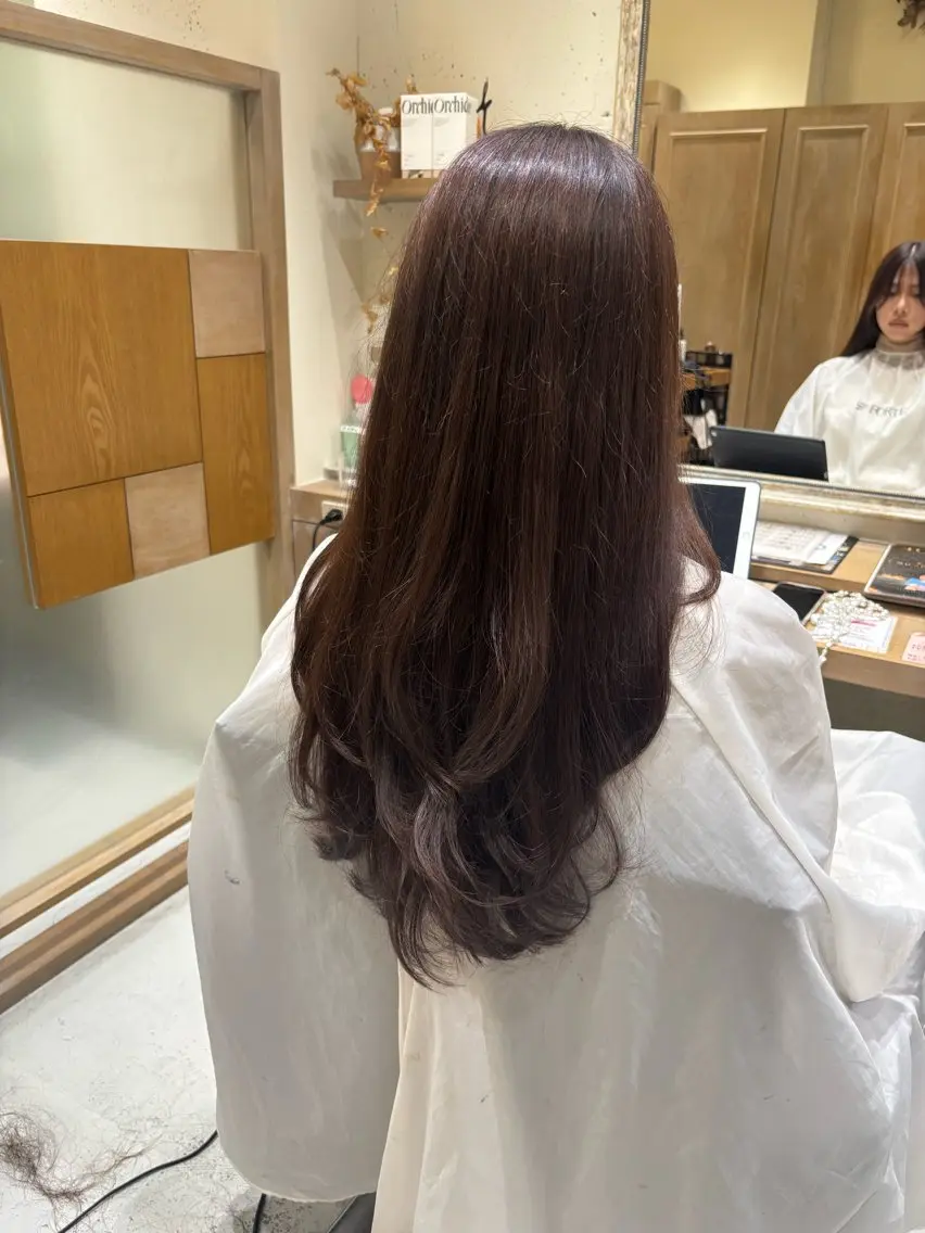 ロング カット ヘアカラー トリートメント ヘッドスパ 透明感ツヤカラー/ 縮毛矯正/静岡のヘアスタイル