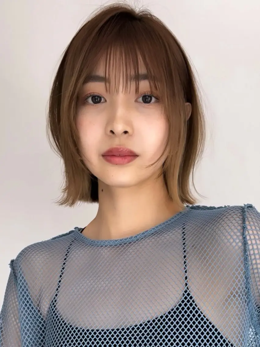 ミディアム ボブレイヤー ボブ レイヤーカット 秋田 さとこのヘアスタイル
