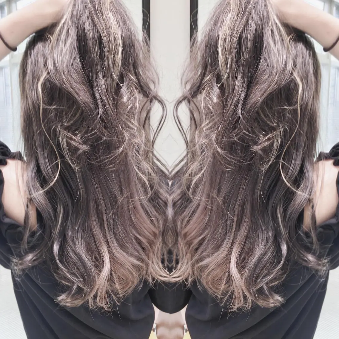 ロング カラー グレージュ ハイライトカラー インナーカラー ハイライト カット ヘアカラー ブリーチ/バレイヤ ージュ川端裕司のヘアスタイル