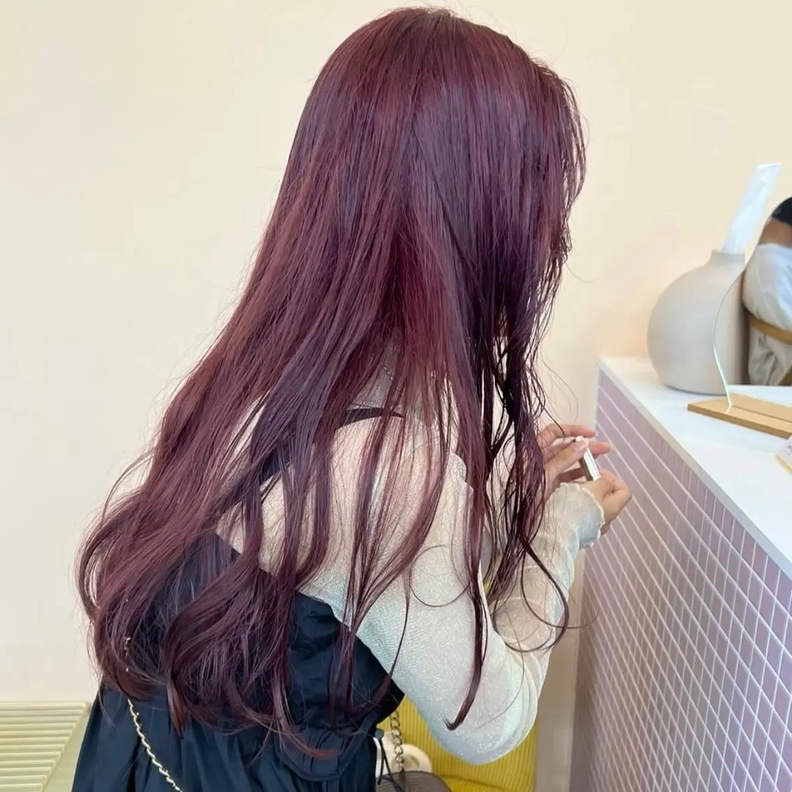 ロング カラー ブラウンカラー ピンクカラー ピンクブラウン ヘアカラー カットモデル yumekaのヘアスタイル