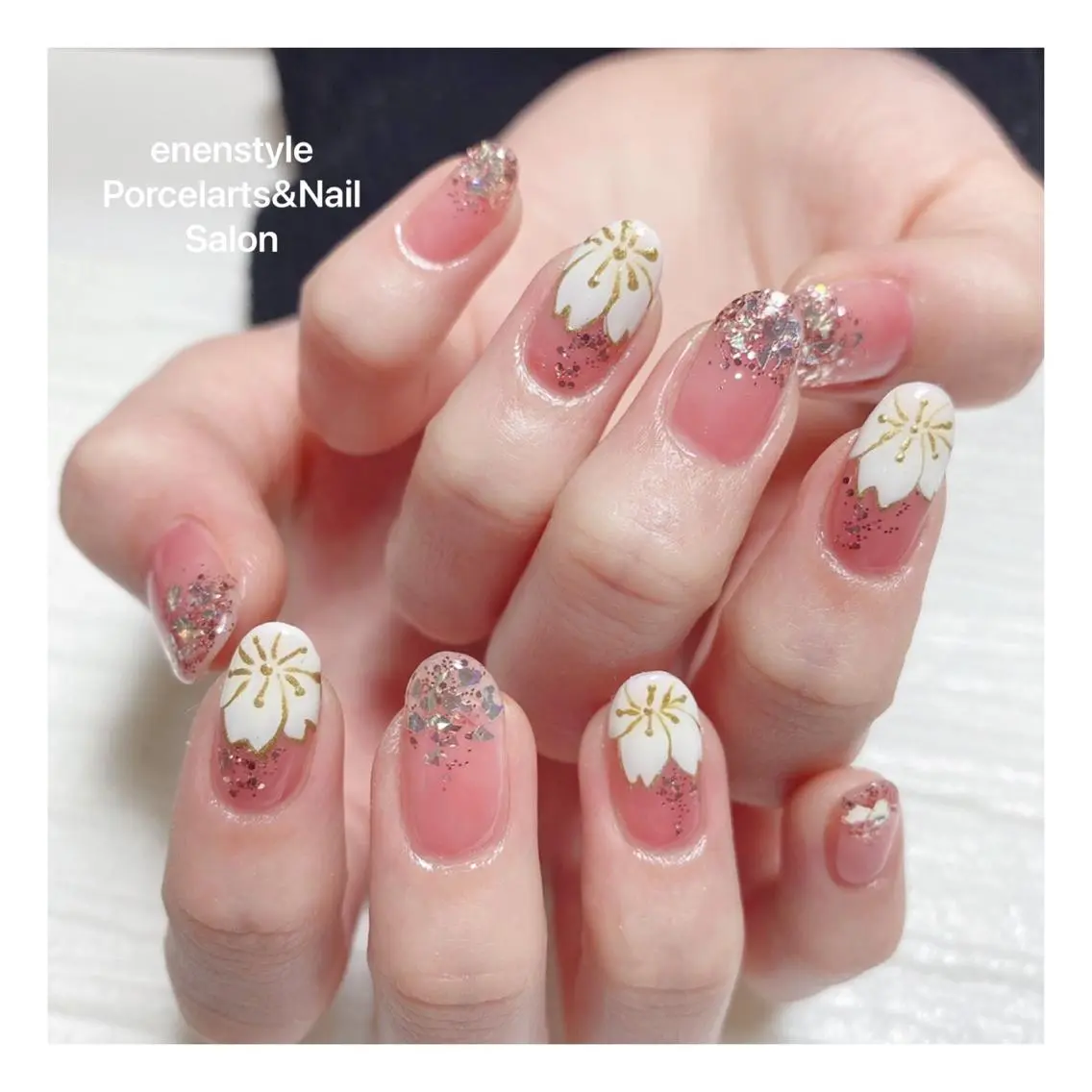 ミディアム ネイル ハンドネイル 🐾enen style 🐾のネイルデザイン
