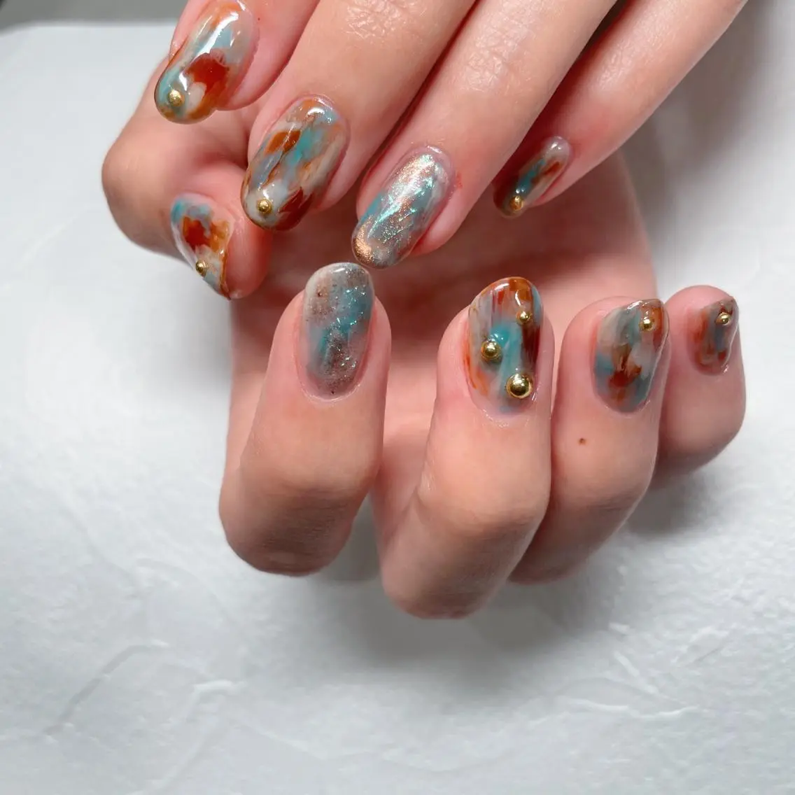 ネイル ブルー ニュアンスネイル ショートネイル シンプルネイル & BE nail アンドビーネイルのネイルデザイン