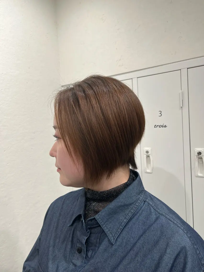 ショート カラー ショートボブ ブリーチ ブラウンカラー ブリーチなしカラー ボブ カット ヘアカラー トリートメント カラー/髪質改善スペ シャリスト宮本 伸一のヘアスタイル