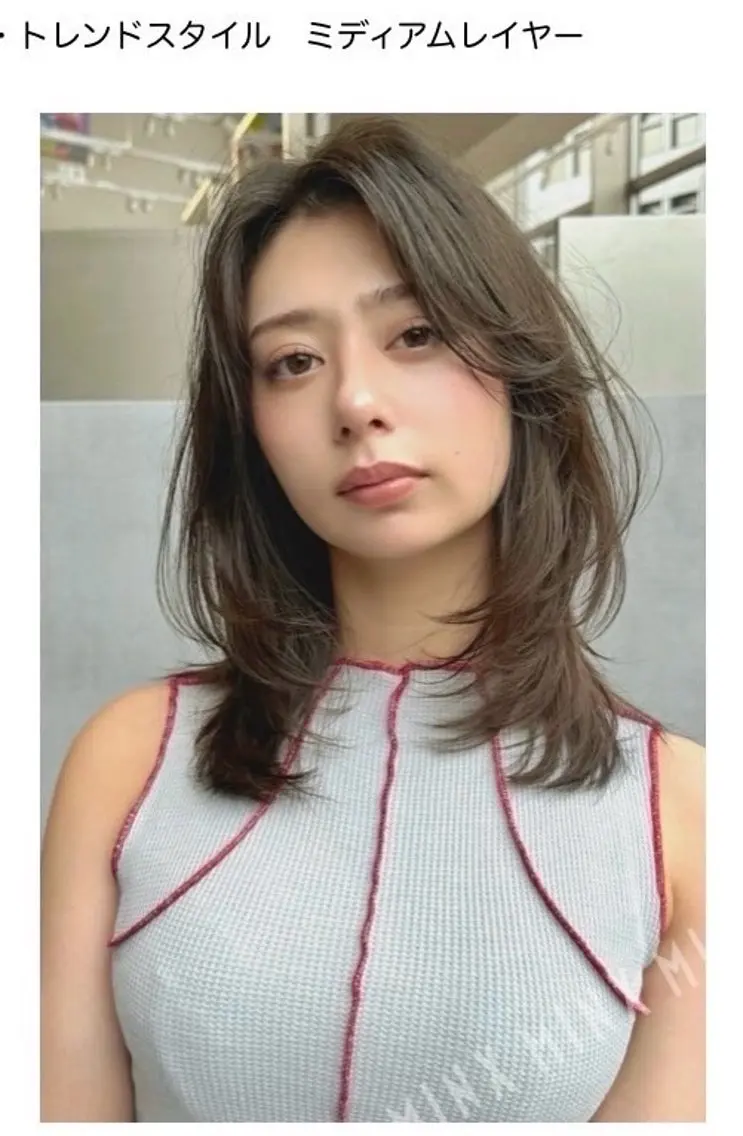 ミディアム ミディアムレイヤー レイヤーカット 金井蛍祐/くびれボブ /透明感カラー/艶髪のヘアスタイル