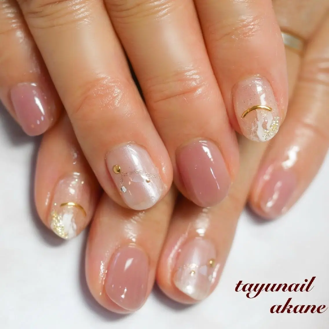 ネイル ブルー ジェルネイル ゴールド パラジェル ネイルサロン 【たゆnail】のネイルデザイン