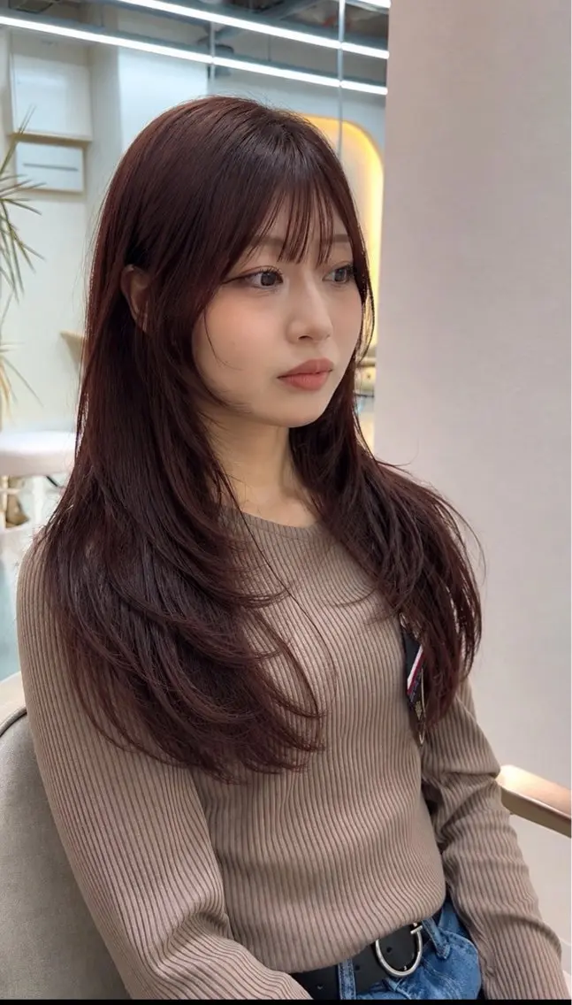 ロング カラー ロングレイヤー レイヤーカット ロング カット ヘアカラー トリートメント 石井歩 広島/ボブ/レイヤーのヘアスタイル
