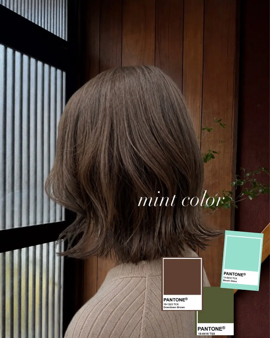 ミディアム カット ヘアカラー トリートメント ミントカラー🌱上村 瑞紀のヘアスタイル