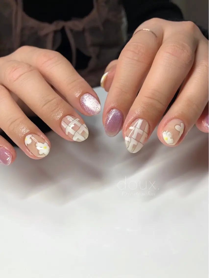 ネイル 韓国ネイル マグネットネイル ニュアンスネイル 春ネイル 冬ネイル doux. nailのネイルデザイン