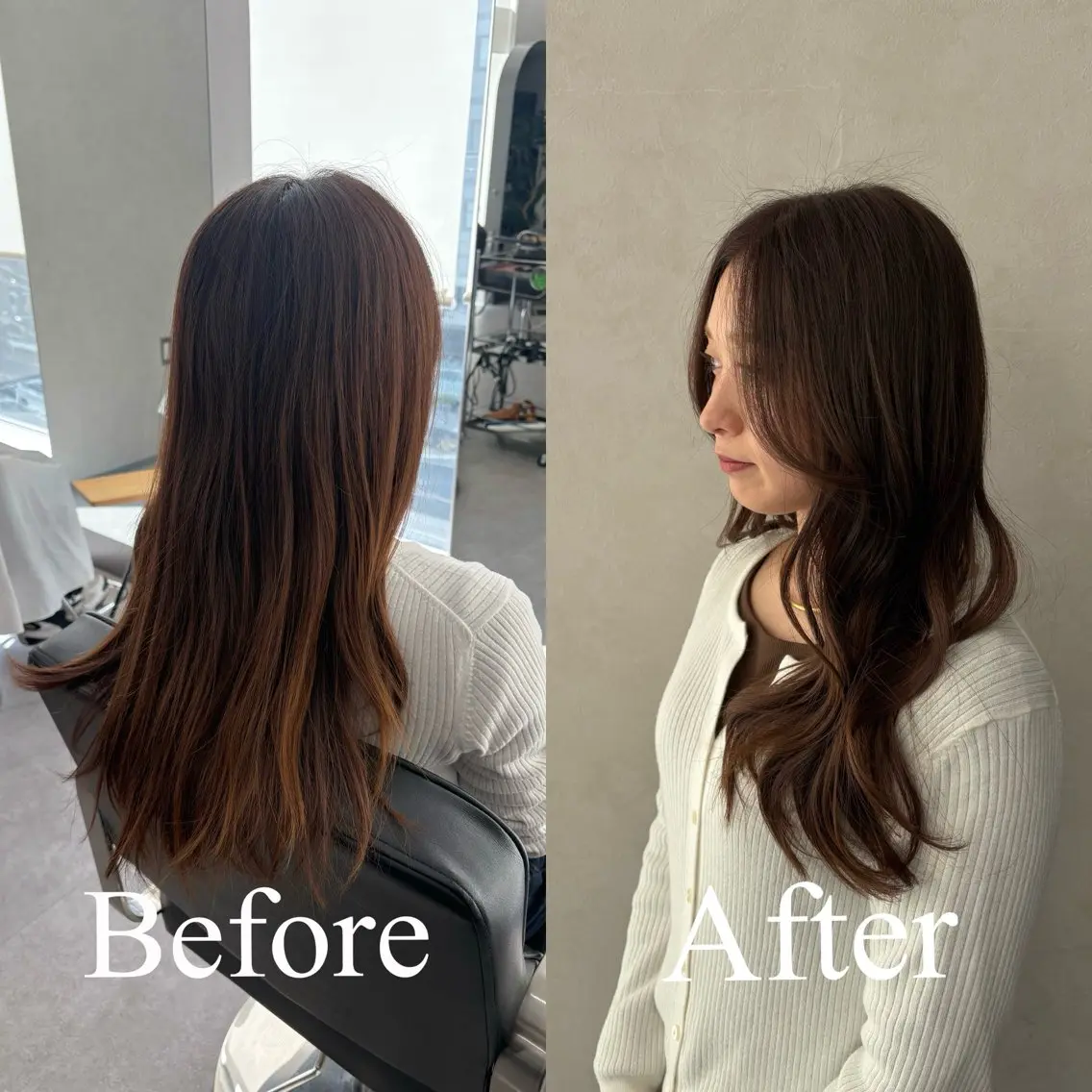 ロング カラー アッシュ ベージュカラー レイヤーカット カット ヘアカラー トリートメント ショート/ボブ/ 透明感カラー🌿神永のヘアスタイル