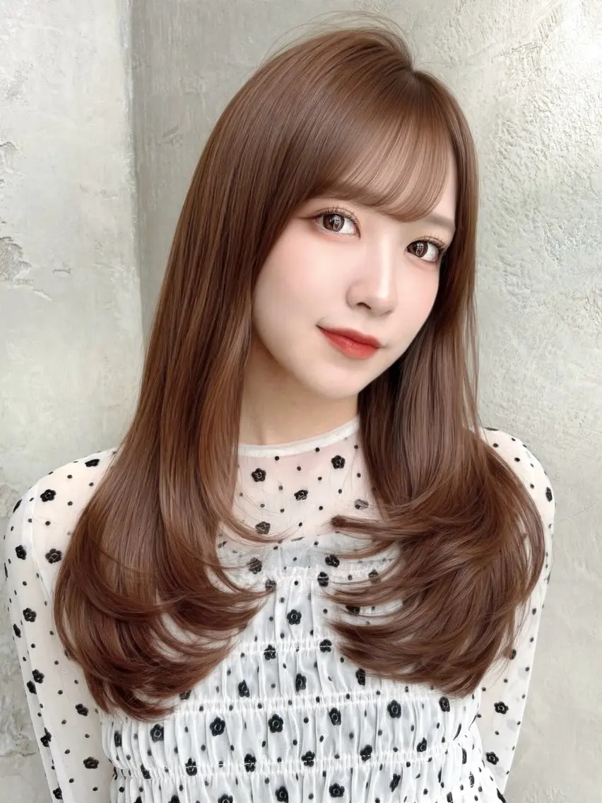 ロング カラー パーマ カット ヘアカラー トリートメント 銀座✨レイヤーカット 顔まわり/坂本亜裟海のヘアスタイル