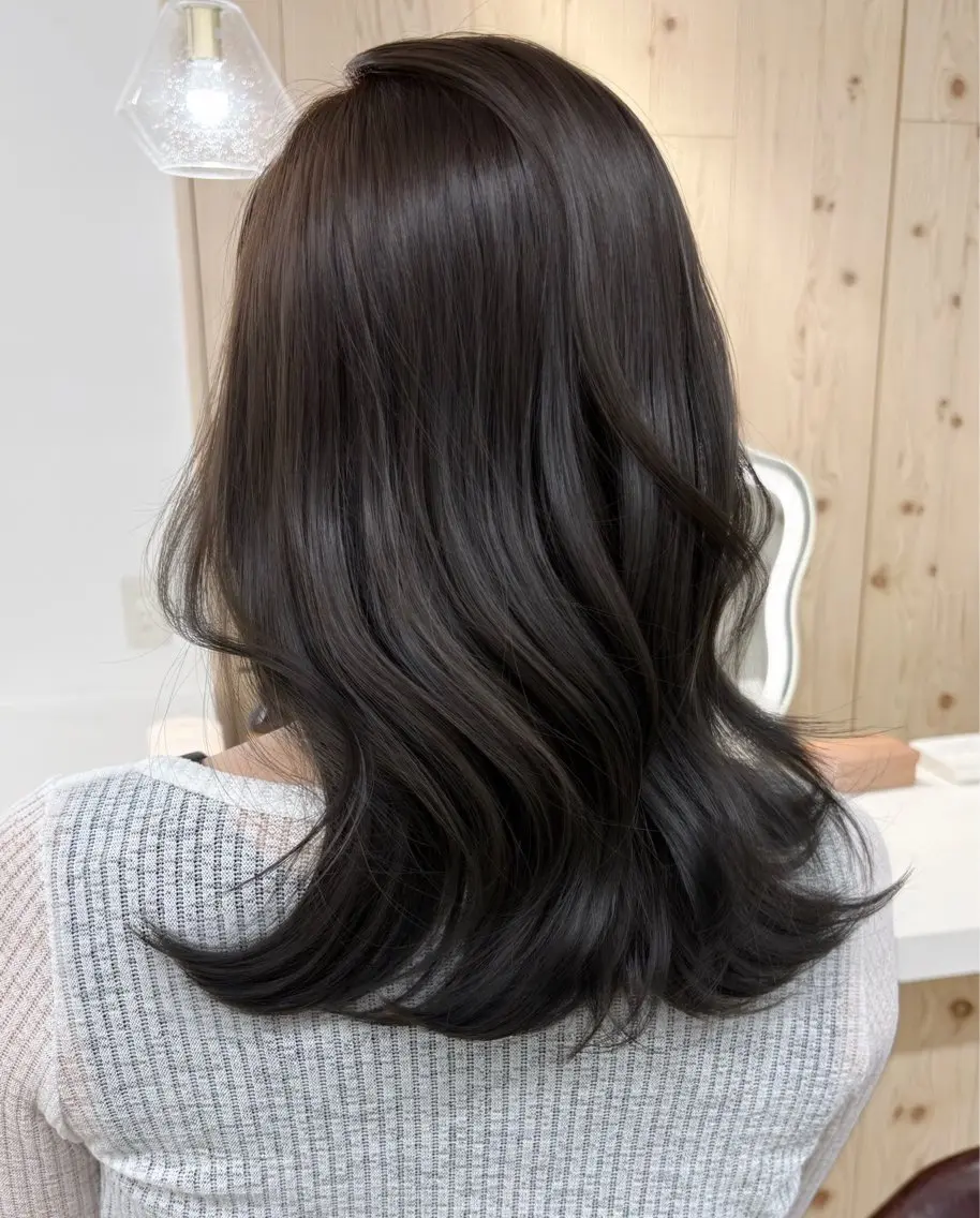 ロング カラー ヘアカラー トリートメント 新宿/韓国ヘア/ 髪質改善ストレートのヘアスタイル