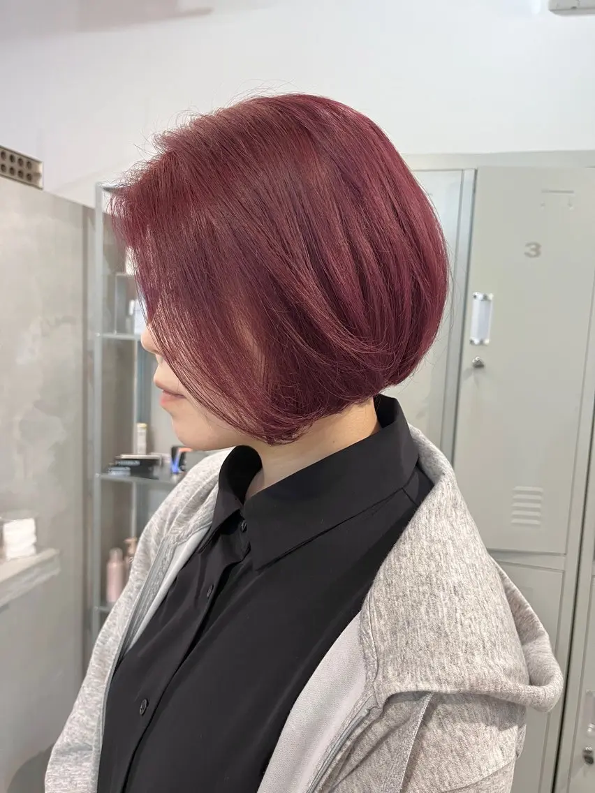 ショート カラー ブリーチ ケアブリーチ ケアカラー ダブルカラー ラベンダーカラー 天神最安値エクステ カラーレイヤーカットのヘアスタイル