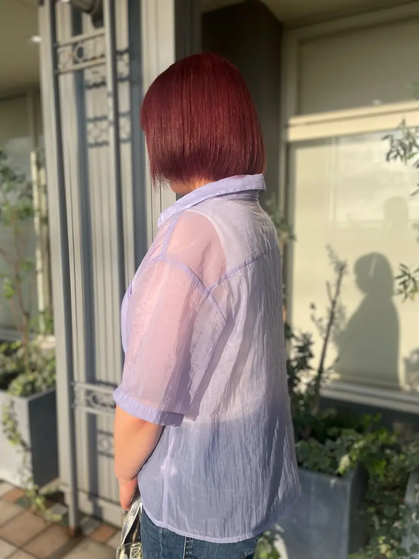 ショート カラー レッドカラー カット ヘアカラー 佐々木 麻純のヘアスタイル