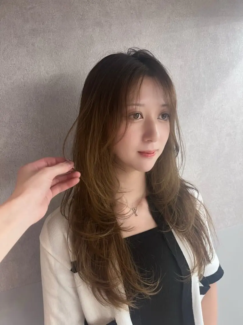 ロング ハッシュカット ハイレイヤー 韓国風ヘア レイヤーカット カット Yuta✂︎ 韓国レイヤー🪽のヘアスタイル