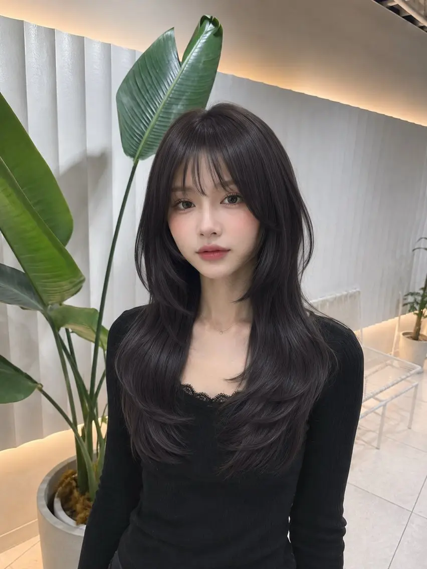 ミディアム カラー ヘアカラー トリートメント ラベンダー💜グレー 🩶暗髪🖤のヘアスタイル