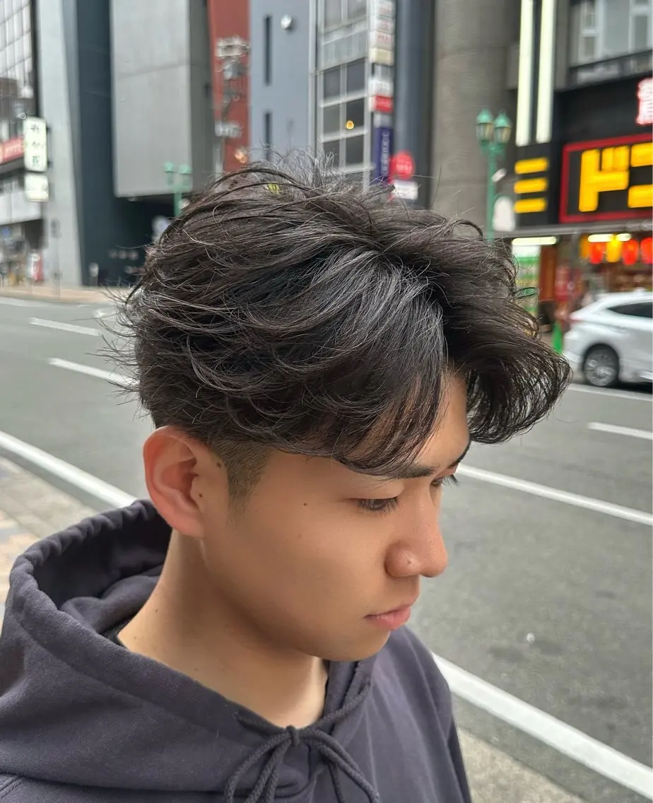パーマ メンズ カット パーマ 韓国メンズヘア 田城伶治のヘアスタイル
