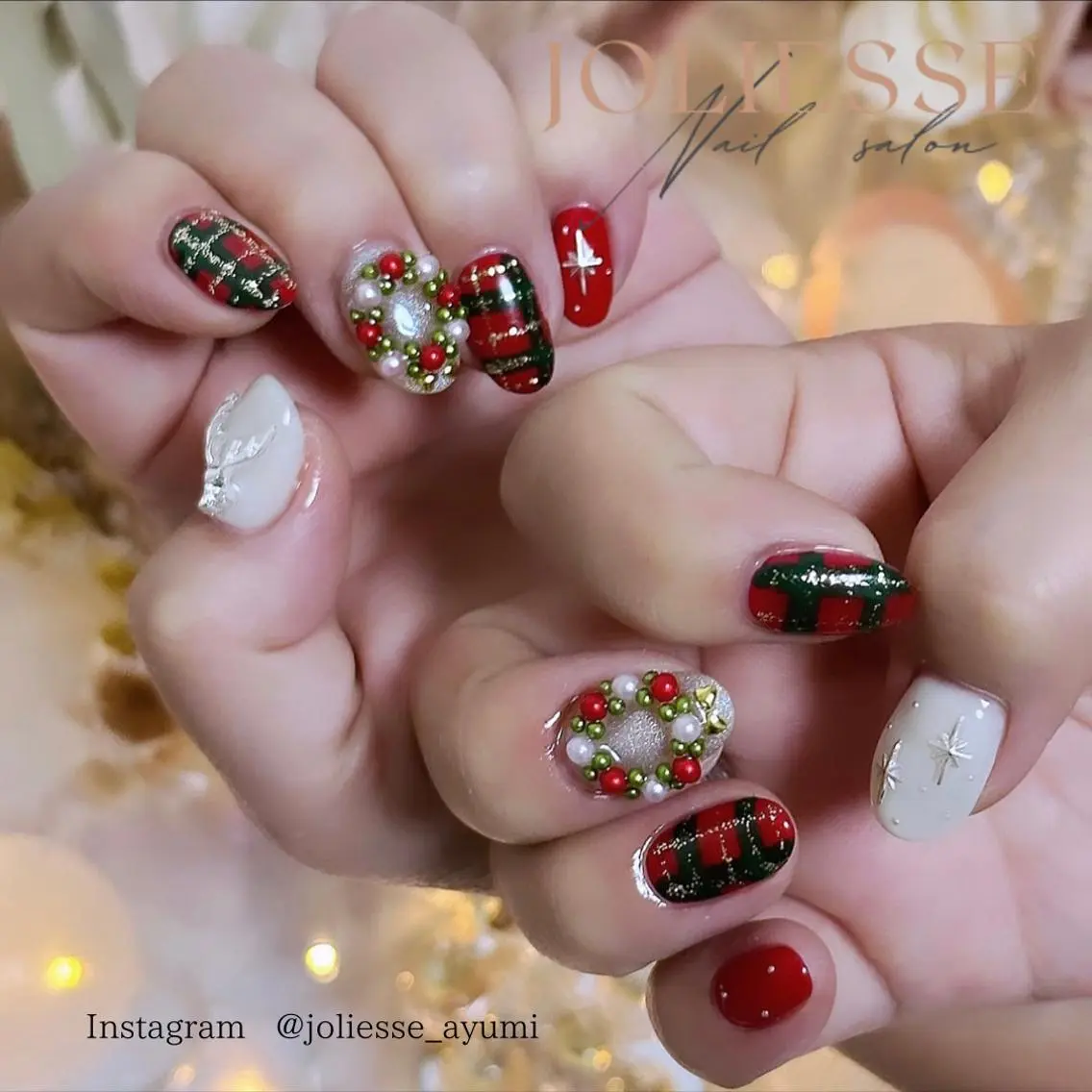ネイル 冬ネイル クリスマス ハンドネイル JOLIESSE Ayumiのネイルデザイン