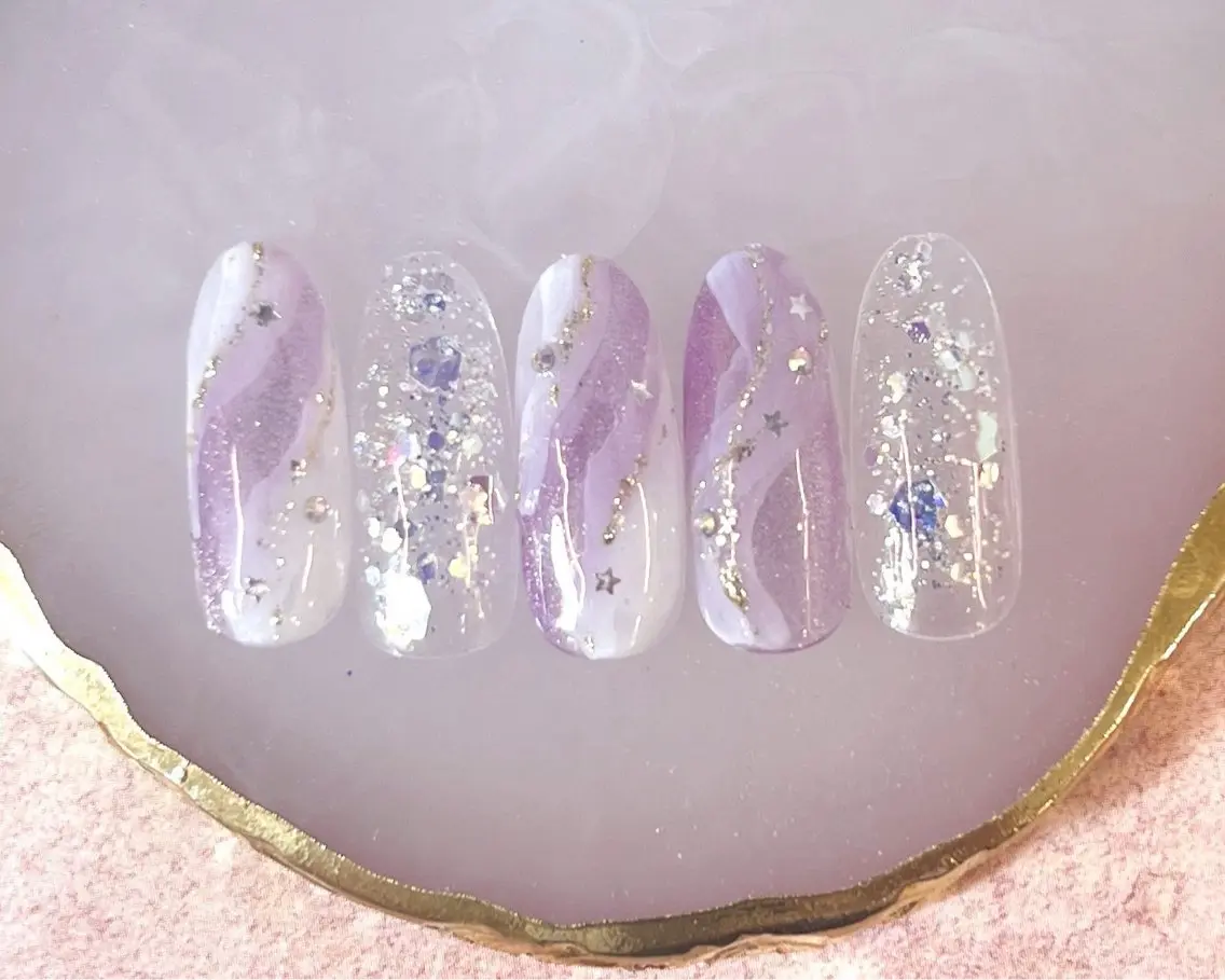 ネイル アートネイル フラッシュネイル フラワーネイル ジェルネイル ガーリー ハンドネイル Puti nailのネイルデザイン