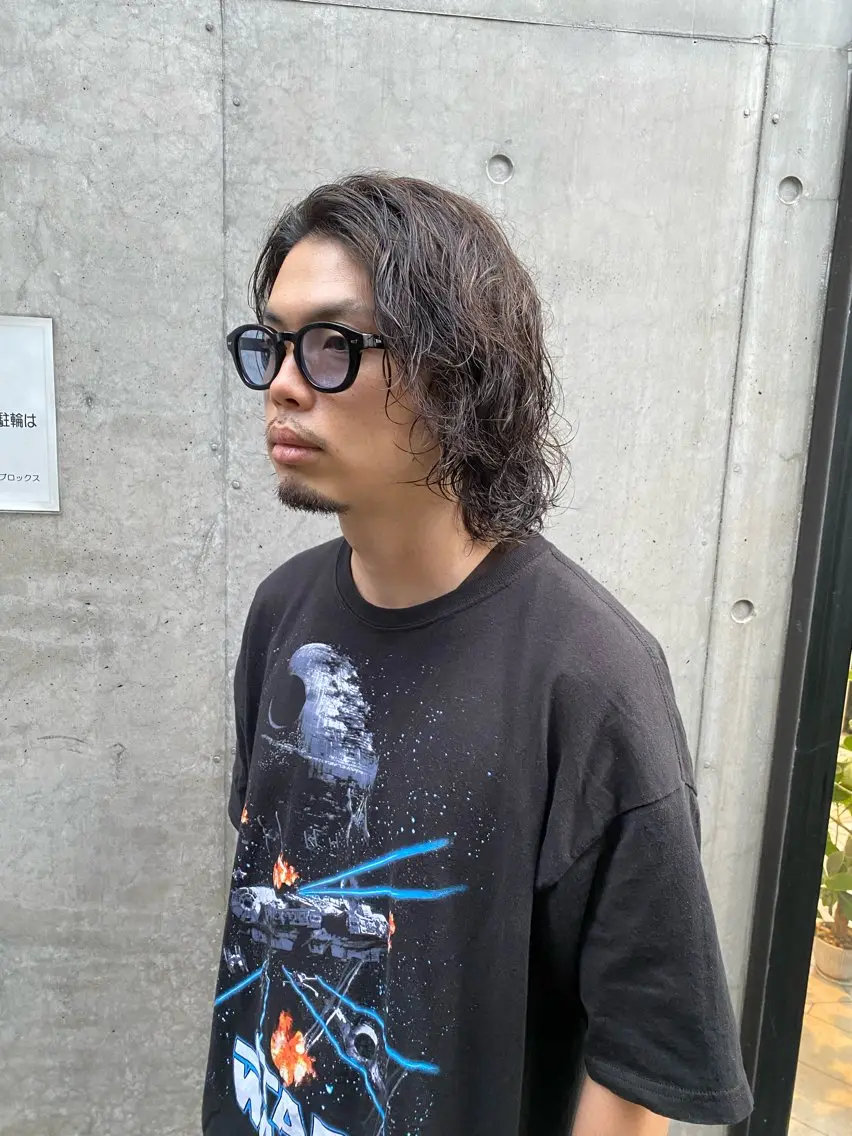 ロング パーマ メンズ カット パーマ 菊池大一 溝の口パーマのヘアスタイル